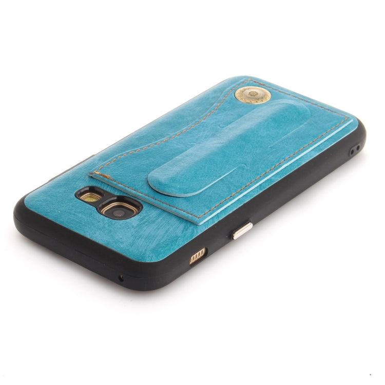 For Galaxy A3 (2017) / A320 TPU + Leather Pasted Litchi Texture Protective Back Case with Holder & Card Slots