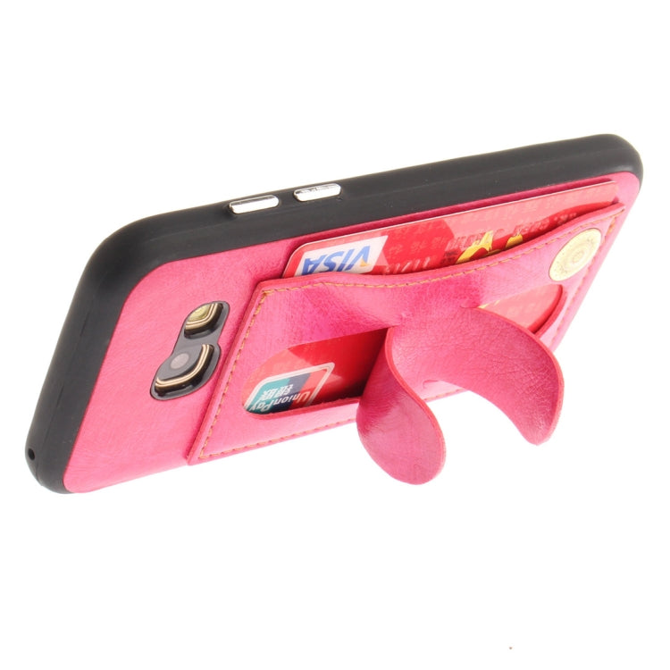 For Galaxy A3 (2017) / A320 TPU + Leather Pasted Litchi Texture Protective Back Case with Holder & Card Slots