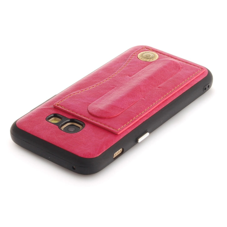For Galaxy A3 (2017) / A320 TPU + Leather Pasted Litchi Texture Protective Back Case with Holder & Card Slots
