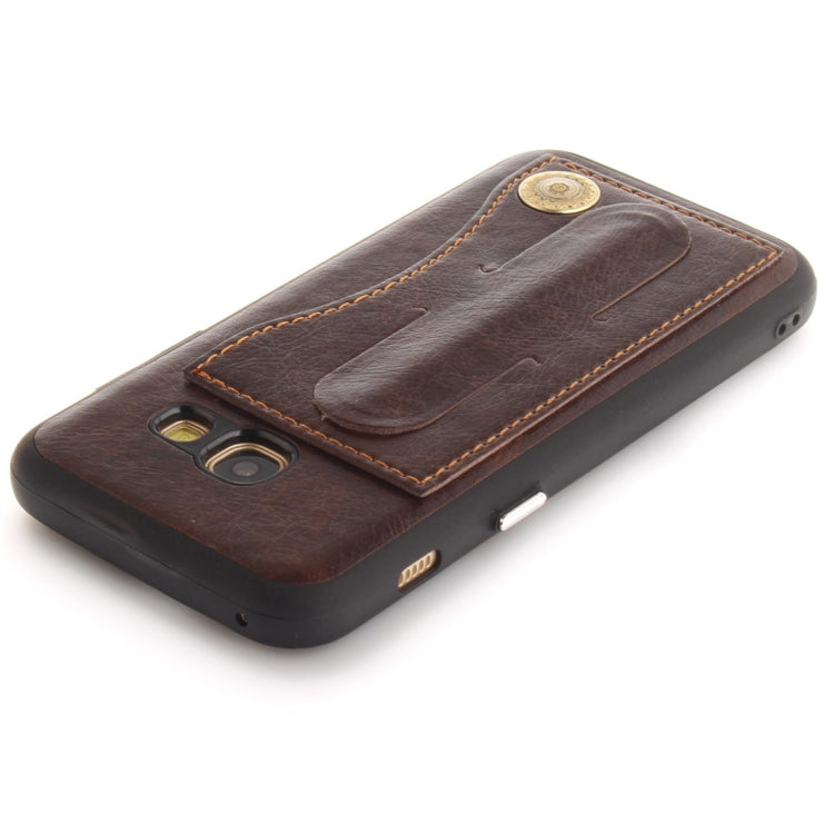 For Galaxy A5 (2017) / A520 TPU + Leather Pasted Litchi Texture Protective Back Case with Holder & Card Slots