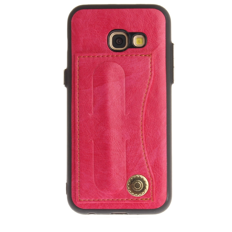 For Galaxy A5 (2017) / A520 TPU + Leather Pasted Litchi Texture Protective Back Case with Holder & Card Slots