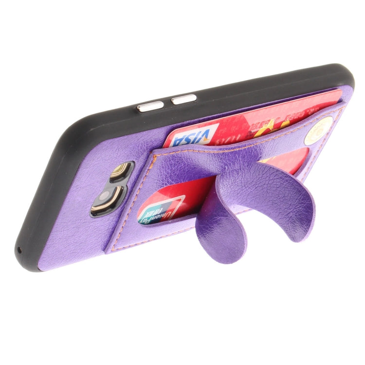 For Galaxy A5 (2017) / A520 TPU + Leather Pasted Litchi Texture Protective Back Case with Holder & Card Slots