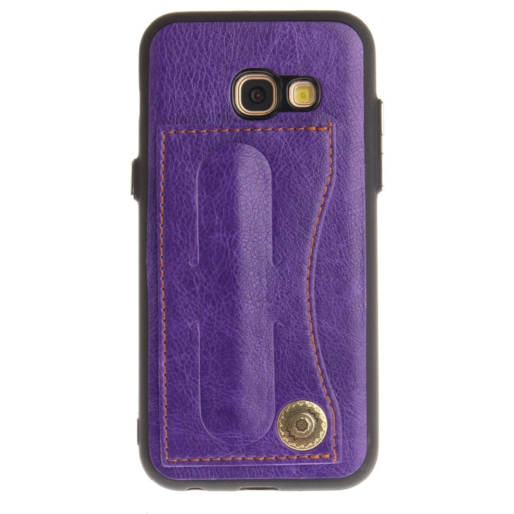 For Galaxy A5 (2017) / A520 TPU + Leather Pasted Litchi Texture Protective Back Case with Holder & Card Slots