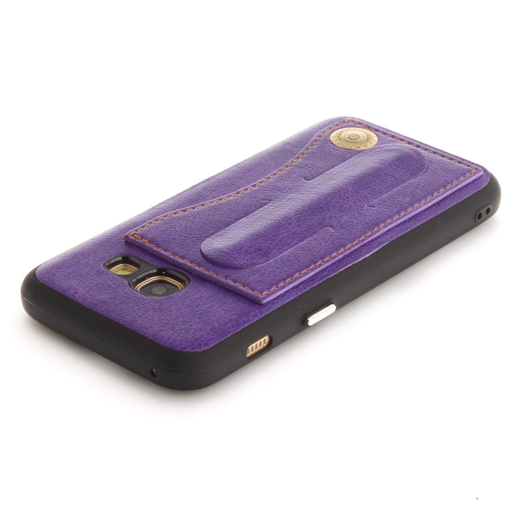 For Galaxy A5 (2017) / A520 TPU + Leather Pasted Litchi Texture Protective Back Case with Holder & Card Slots