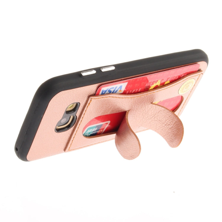For Galaxy A5 (2017) / A520 TPU + Leather Pasted Litchi Texture Protective Back Case with Holder & Card Slots