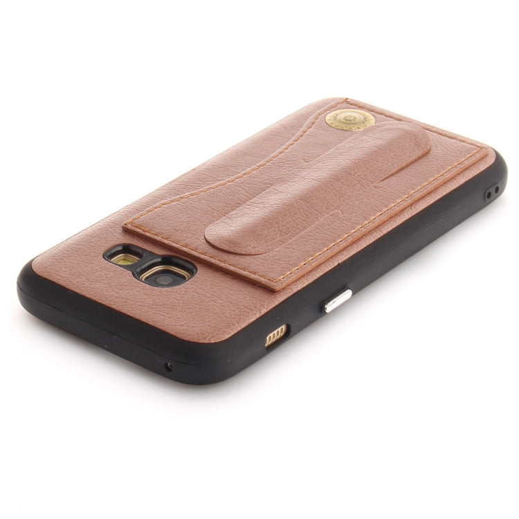 For Galaxy A5 (2017) / A520 TPU + Leather Pasted Litchi Texture Protective Back Case with Holder & Card Slots