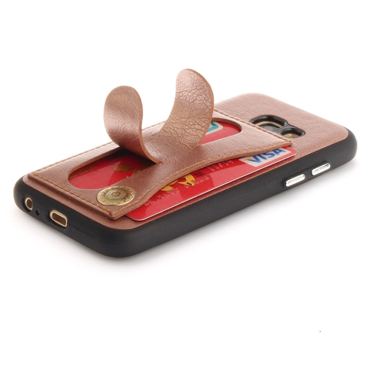 For Galaxy A5 (2017) / A520 TPU + Leather Pasted Litchi Texture Protective Back Case with Holder & Card Slots