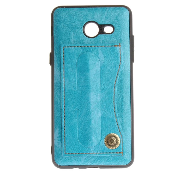 For Galaxy J5 (2017) (US Version) TPU + Leather Pasted Litchi Texture Protective Back Case with Holder & Card Slots
