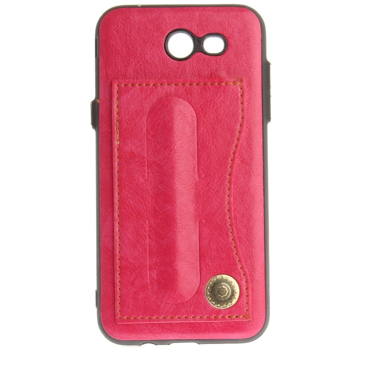 For Galaxy J3 (2016) / J320 ( US Version) TPU + Leather Pasted Litchi Texture Protective Back Case with Holder & Card Slots
