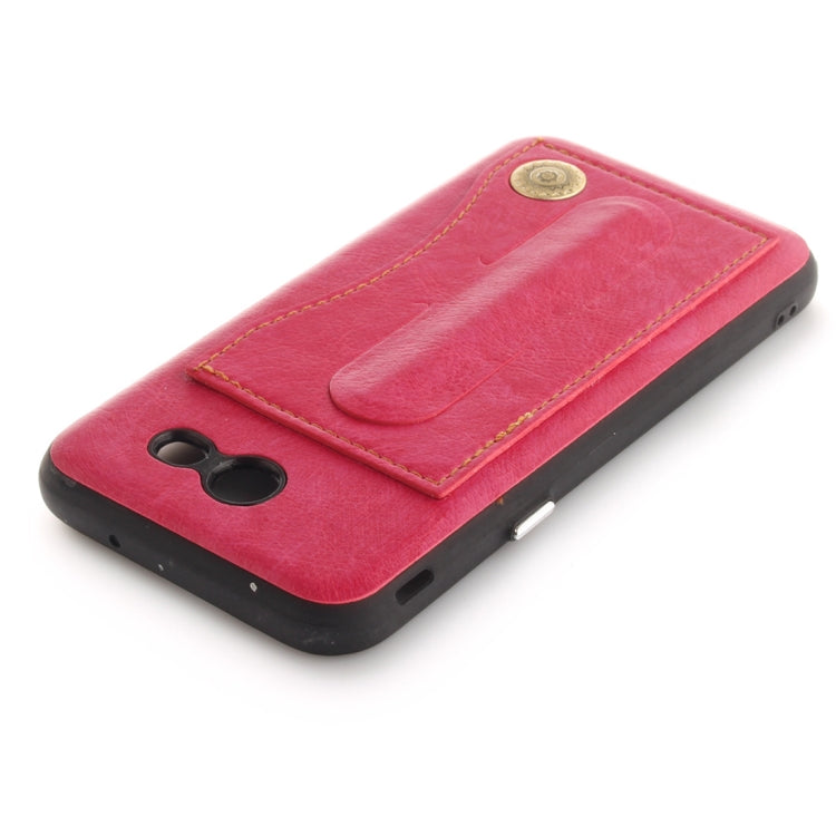 For Galaxy J3 (2016) / J320 ( US Version) TPU + Leather Pasted Litchi Texture Protective Back Case with Holder & Card Slots