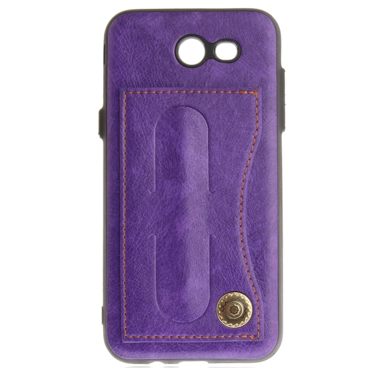 For Galaxy J3 (2016) / J320 ( US Version) TPU + Leather Pasted Litchi Texture Protective Back Case with Holder & Card Slots