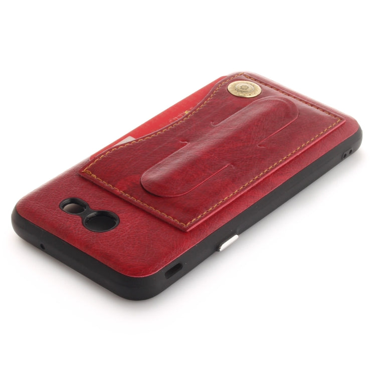 For Galaxy J3 (2016) / J320 ( US Version) TPU + Leather Pasted Litchi Texture Protective Back Case with Holder & Card Slots