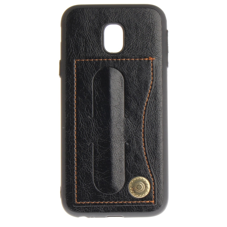 For Galaxy J3 (2017) / J330 ( EU Version) TPU + Leather Pasted Litchi Texture Protective Back Case with Holder & Card Slots