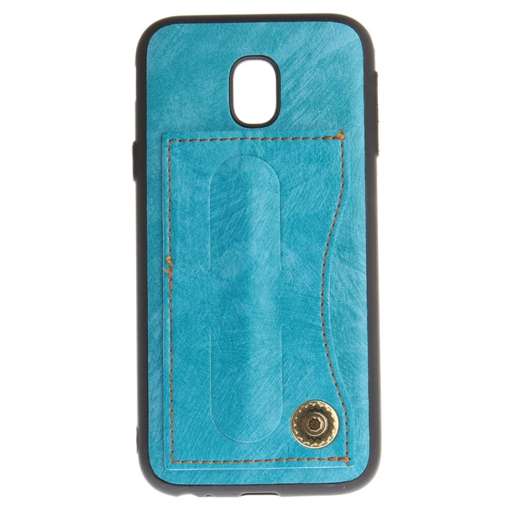 For Galaxy J3 (2017) / J330 ( EU Version) TPU + Leather Pasted Litchi Texture Protective Back Case with Holder & Card Slots