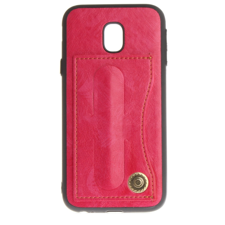 For Galaxy J3 (2017) / J330 ( EU Version) TPU + Leather Pasted Litchi Texture Protective Back Case with Holder & Card Slots