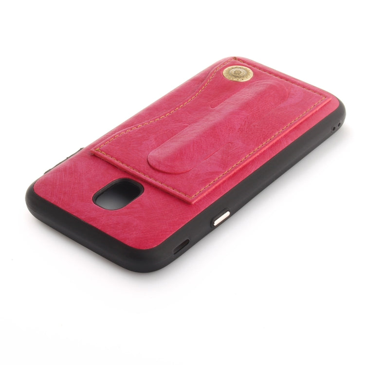 For Galaxy J3 (2017) / J330 ( EU Version) TPU + Leather Pasted Litchi Texture Protective Back Case with Holder & Card Slots