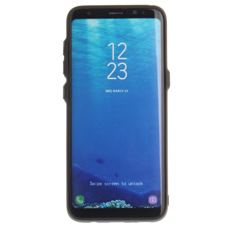 For Galaxy S8+ TPU + Leather Pasted Litchi Texture Protective Back Case with Holder & Card Slots