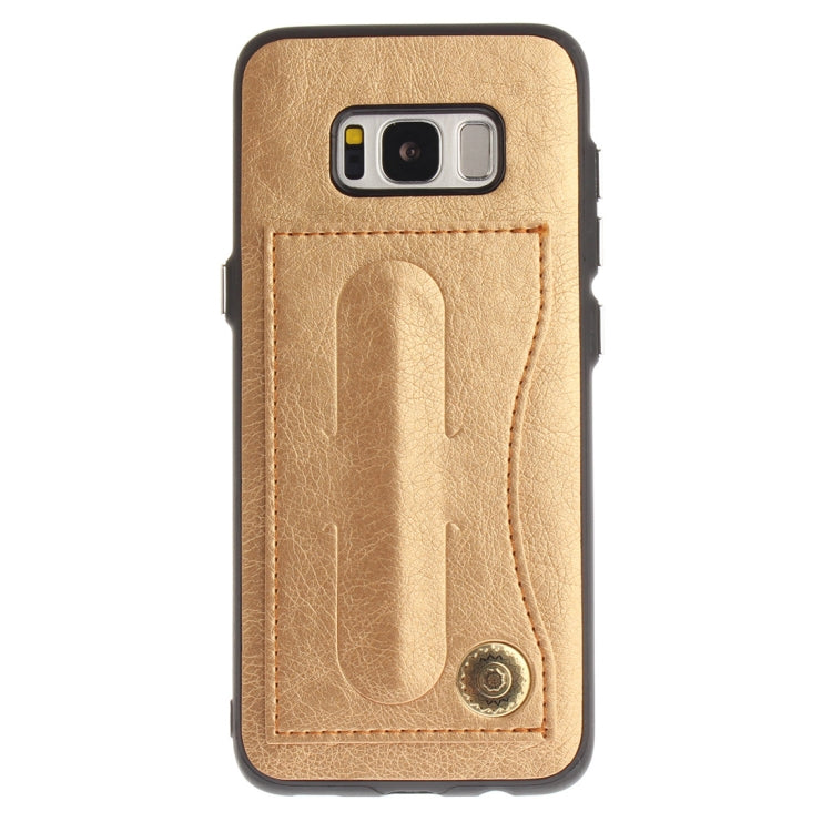 For Galaxy S8+ TPU + Leather Pasted Litchi Texture Protective Back Case with Holder & Card Slots