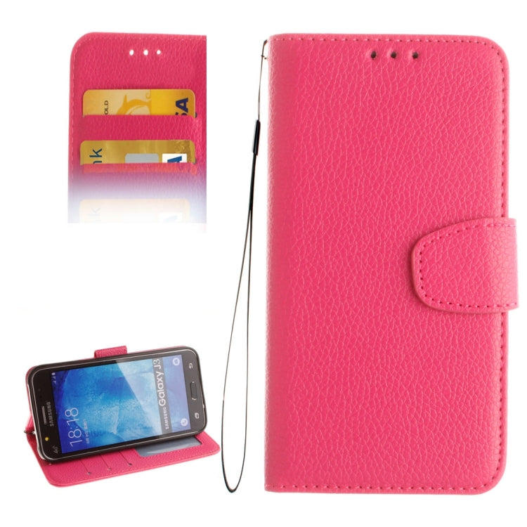 For Galaxy J3 (2016) / J310 LItchi Texture Horizontal Flip PU Leather Case with Holder & Card Slots & Wallet & Photo Frame & Lanyard