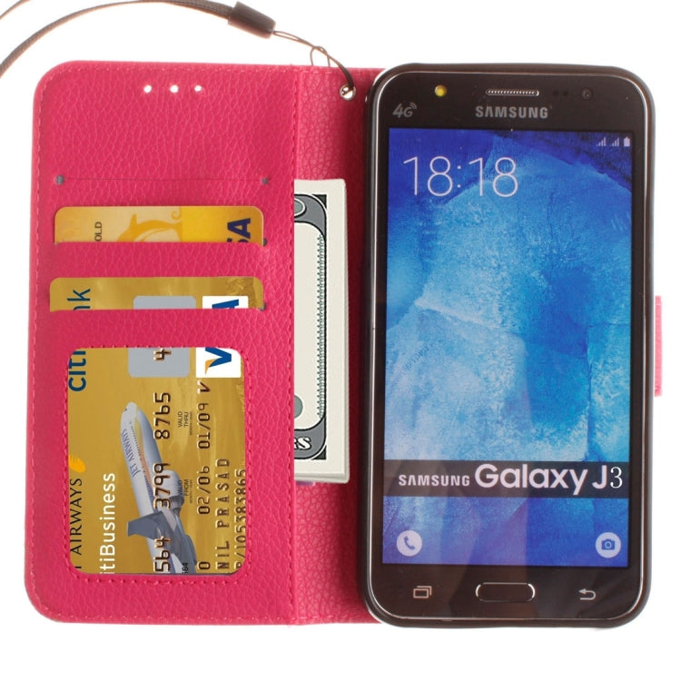 For Galaxy J3 (2016) / J310 LItchi Texture Horizontal Flip PU Leather Case with Holder & Card Slots & Wallet & Photo Frame & Lanyard