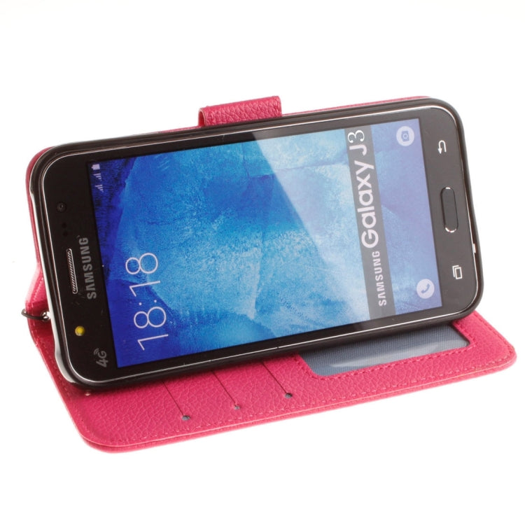 For Galaxy J3 (2016) / J310 LItchi Texture Horizontal Flip PU Leather Case with Holder & Card Slots & Wallet & Photo Frame & Lanyard
