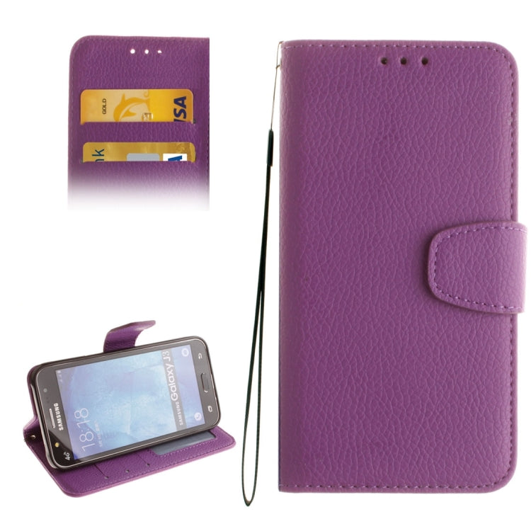 For Galaxy J3 (2016) / J310 LItchi Texture Horizontal Flip PU Leather Case with Holder & Card Slots & Wallet & Photo Frame & Lanyard