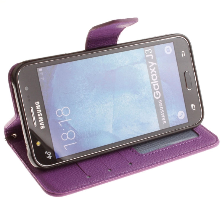 For Galaxy J3 (2016) / J310 LItchi Texture Horizontal Flip PU Leather Case with Holder & Card Slots & Wallet & Photo Frame & Lanyard