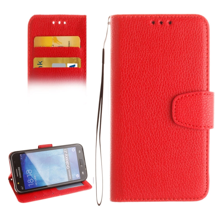 For Galaxy J3 (2016) / J310 LItchi Texture Horizontal Flip PU Leather Case with Holder & Card Slots & Wallet & Photo Frame & Lanyard