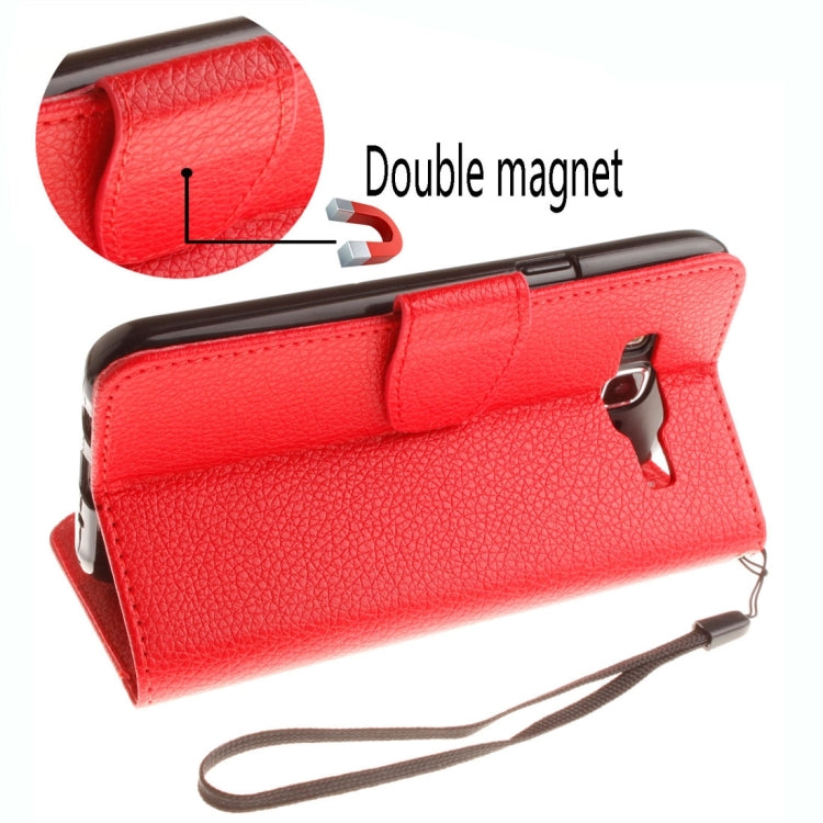 For Galaxy J3 (2016) / J310 LItchi Texture Horizontal Flip PU Leather Case with Holder & Card Slots & Wallet & Photo Frame & Lanyard