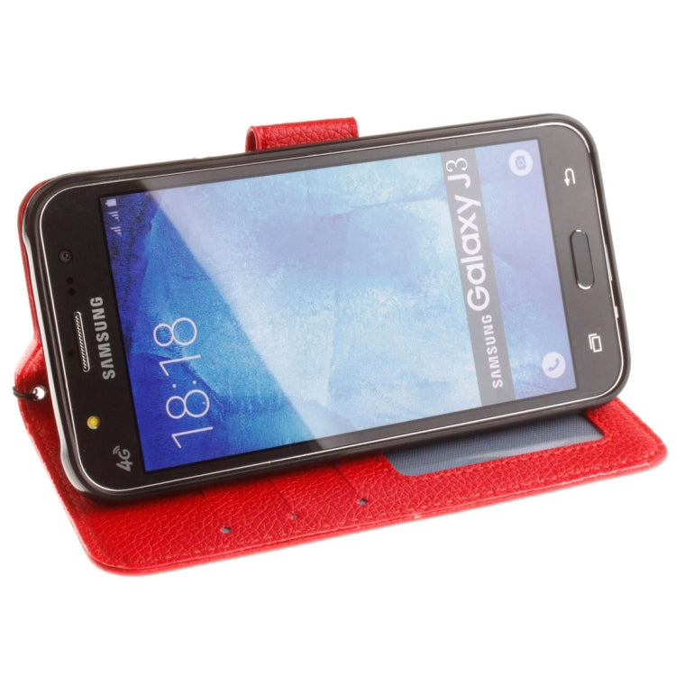 For Galaxy J3 (2016) / J310 LItchi Texture Horizontal Flip PU Leather Case with Holder & Card Slots & Wallet & Photo Frame & Lanyard