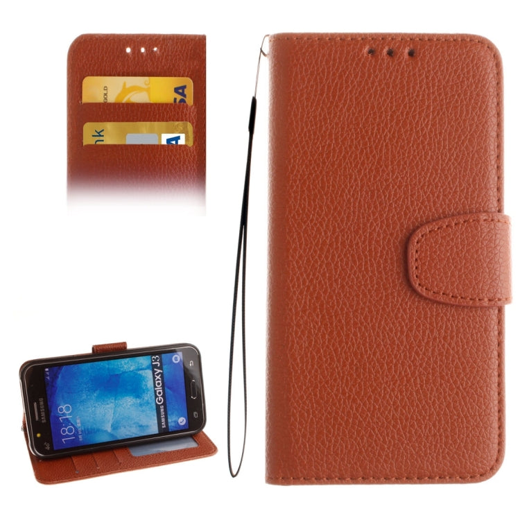 For Galaxy J3 (2016) / J310 LItchi Texture Horizontal Flip PU Leather Case with Holder & Card Slots & Wallet & Photo Frame & Lanyard