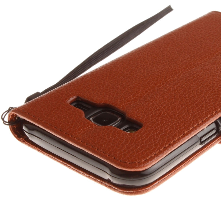 For Galaxy J3 (2016) / J310 LItchi Texture Horizontal Flip PU Leather Case with Holder & Card Slots & Wallet & Photo Frame & Lanyard