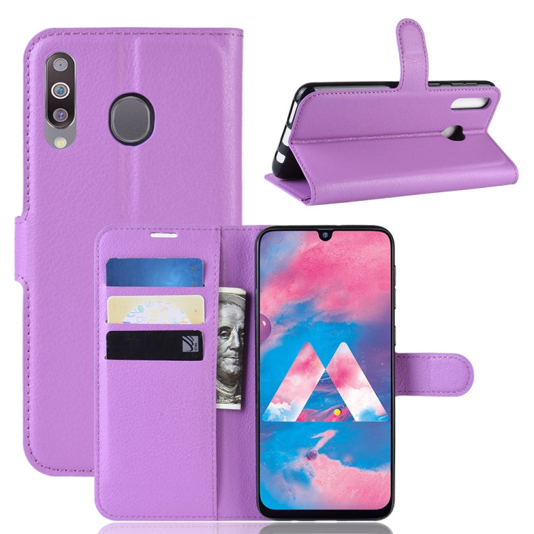 Litchi Texture Horizontal Flip Leather Case for Galaxy M30, with Wallet & Holder & Card Slots