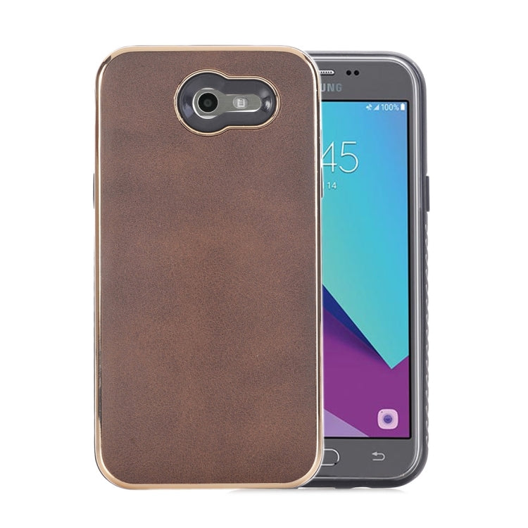 For Galaxy J3 (2017) (US Version) Crazy Horse Texture Electroplating Back Cover