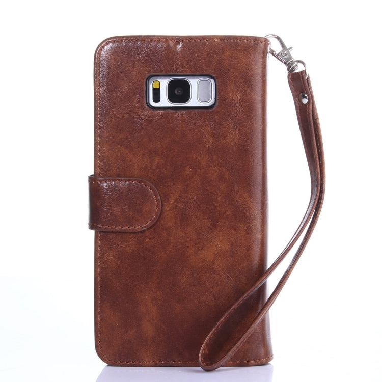 For Galaxy S8 Crazy Horse Texture Zipper Horizontal Flip Leather Case with Detachable Back Protective Case & Card Slots & Photo Frame & Lanyard