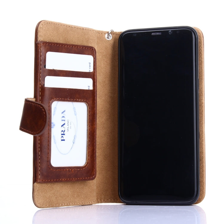 For Galaxy S8 Crazy Horse Texture Zipper Horizontal Flip Leather Case with Detachable Back Protective Case & Card Slots & Photo Frame & Lanyard