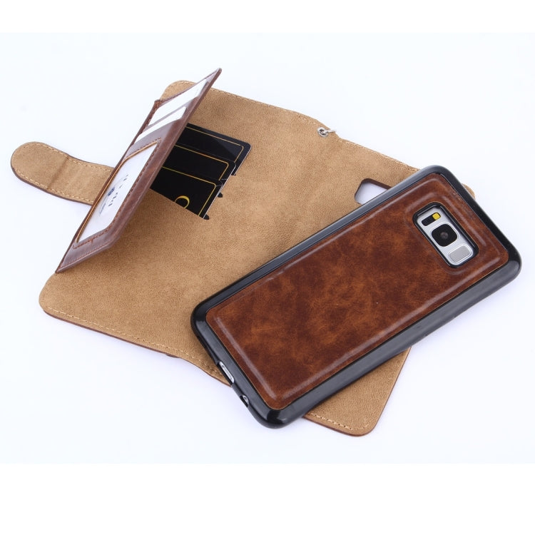 For Galaxy S8 Crazy Horse Texture Zipper Horizontal Flip Leather Case with Detachable Back Protective Case & Card Slots & Photo Frame & Lanyard