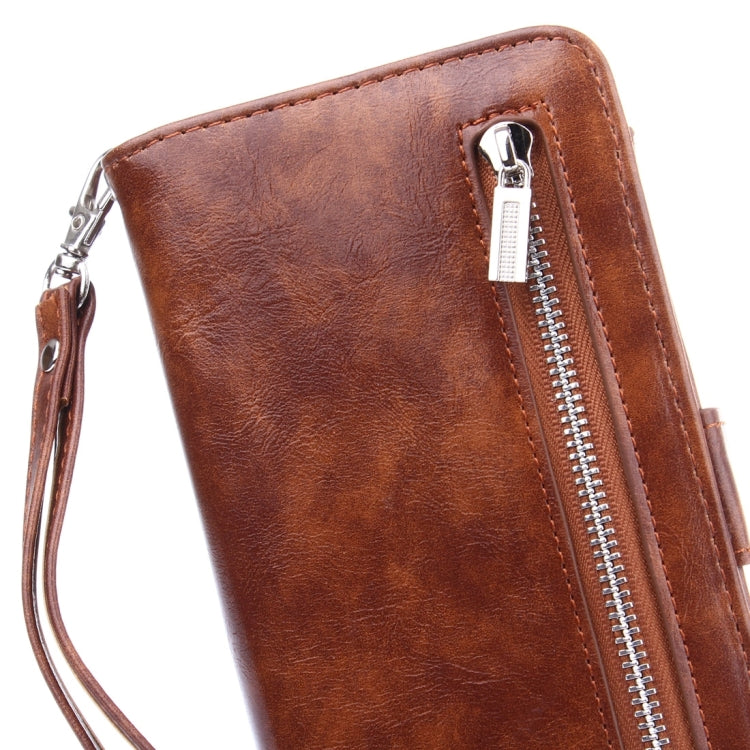 For Galaxy S8 Crazy Horse Texture Zipper Horizontal Flip Leather Case with Detachable Back Protective Case & Card Slots & Photo Frame & Lanyard