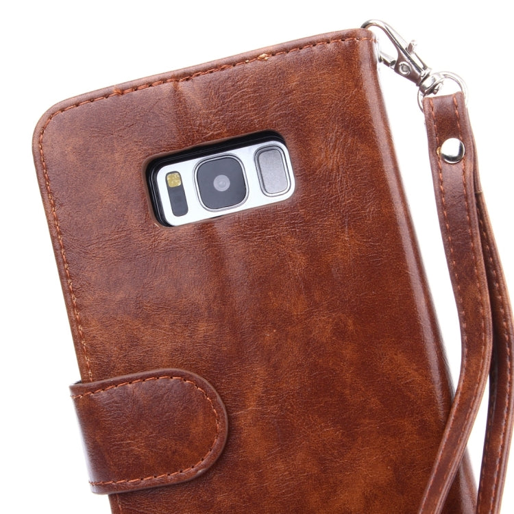 For Galaxy S8 Crazy Horse Texture Zipper Horizontal Flip Leather Case with Detachable Back Protective Case & Card Slots & Photo Frame & Lanyard