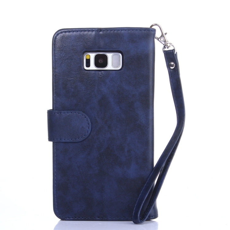 For Galaxy S8 Crazy Horse Texture Zipper Horizontal Flip Leather Case with Detachable Back Protective Case & Card Slots & Photo Frame & Lanyard