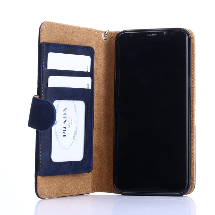 For Galaxy S8 Crazy Horse Texture Zipper Horizontal Flip Leather Case with Detachable Back Protective Case & Card Slots & Photo Frame & Lanyard