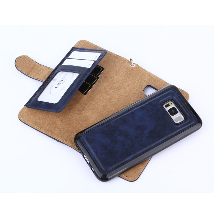 For Galaxy S8 Crazy Horse Texture Zipper Horizontal Flip Leather Case with Detachable Back Protective Case & Card Slots & Photo Frame & Lanyard
