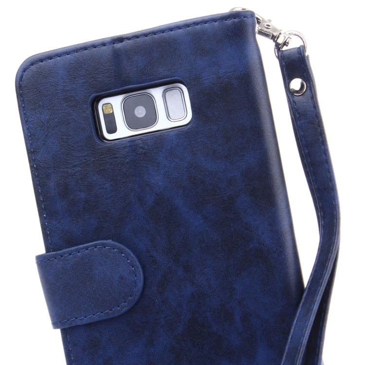 For Galaxy S8 Crazy Horse Texture Zipper Horizontal Flip Leather Case with Detachable Back Protective Case & Card Slots & Photo Frame & Lanyard