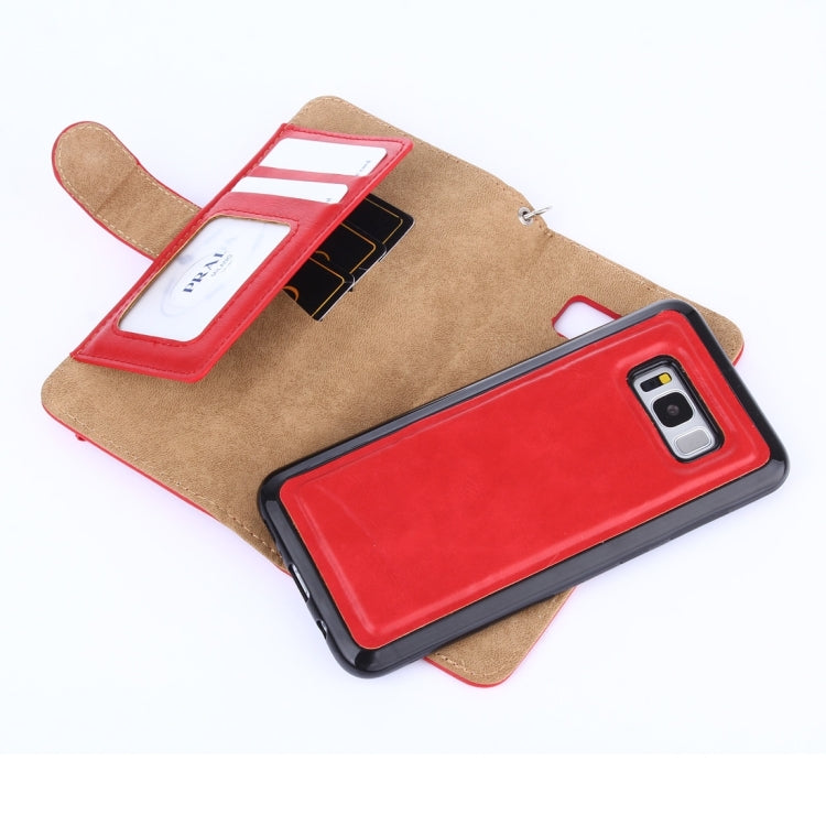 For Galaxy S8 Crazy Horse Texture Zipper Horizontal Flip Leather Case with Detachable Back Protective Case & Card Slots & Photo Frame & Lanyard