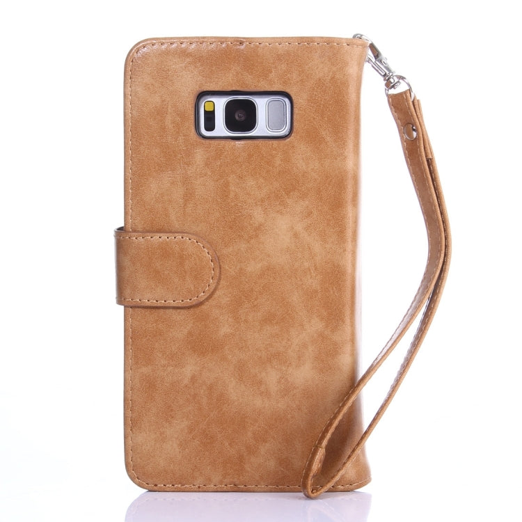 For Galaxy S8 Crazy Horse Texture Zipper Horizontal Flip Leather Case with Detachable Back Protective Case & Card Slots & Photo Frame & Lanyard