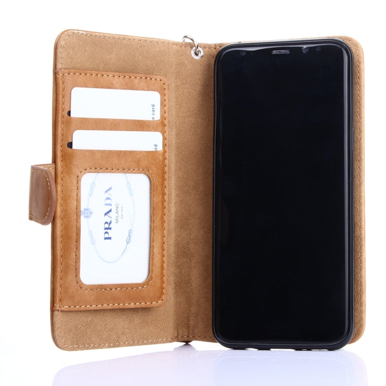 For Galaxy S8 Crazy Horse Texture Zipper Horizontal Flip Leather Case with Detachable Back Protective Case & Card Slots & Photo Frame & Lanyard