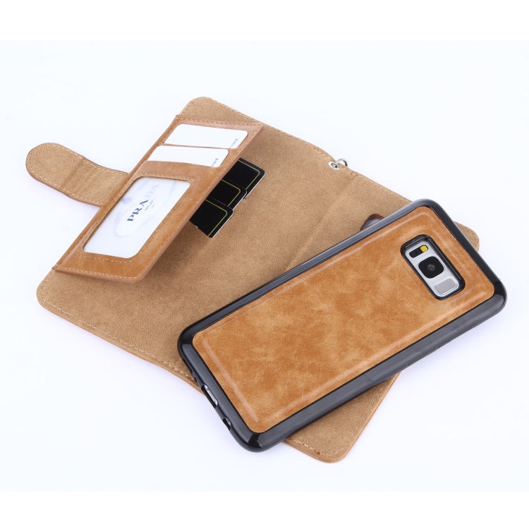For Galaxy S8 Crazy Horse Texture Zipper Horizontal Flip Leather Case with Detachable Back Protective Case & Card Slots & Photo Frame & Lanyard