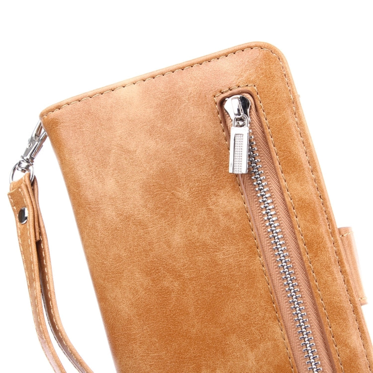 For Galaxy S8 Crazy Horse Texture Zipper Horizontal Flip Leather Case with Detachable Back Protective Case & Card Slots & Photo Frame & Lanyard