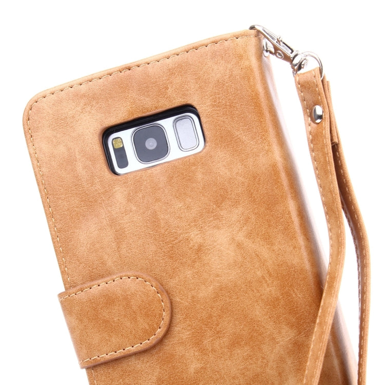 For Galaxy S8 Crazy Horse Texture Zipper Horizontal Flip Leather Case with Detachable Back Protective Case & Card Slots & Photo Frame & Lanyard