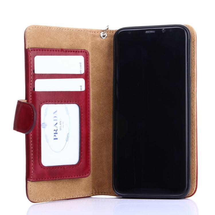 For Galaxy S8 + / G9550 Crazy Horse Texture Zipper Horizontal Flip Leather Case with Detachable Back Protective Case & Card Slots & Photo Frame & Lanyard